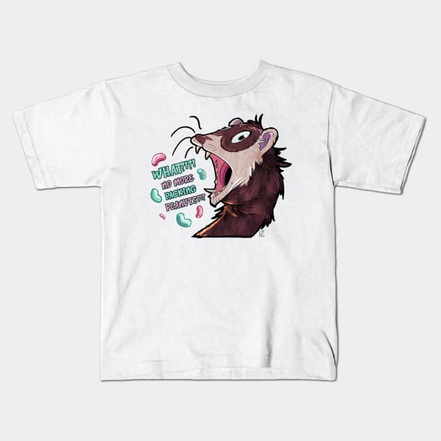 Funny Ferret No More Packing Peanuts Kids T-Shirt by Lael Pagano